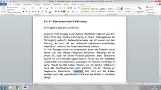 Deutsch B2  Einen Brief schreiben  Eine Beschwerde formulieren  Beispiel 2 [upl. by Ardnohsal]