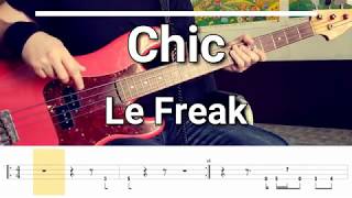 Chic  Le Freak Bass Cover TABS [upl. by Helbonnah]