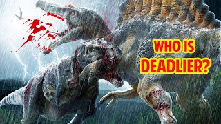 TREX VS SPINOSAURUS Who Is Deadlier 🦖😱 [upl. by Aarika]