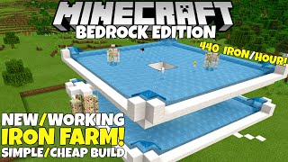 Minecraft Bedrock Upgradable IRON FARM SimpleWorking 440 IronHour 121 Update Tutorial [upl. by Roselia799]