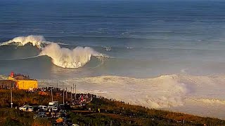 XXL Nazare October 29 2020 Cam Rewinds Biggest Set of the Day and Drone Views of Surf [upl. by Corotto]