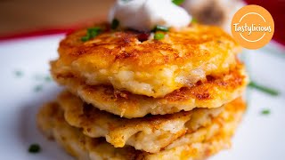 Delicious Homemade Potato Pancakes  Easy Recipe Using Mashed Potatoes [upl. by Prasad]