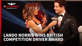 Lando Norris wins British Competition Driver of the Year  Autosport Awards [upl. by Grobe156]