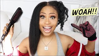 STRAIGHTEN IN 5 MINS  Trying Straightening Brush on Natural Hair [upl. by Swayder305]