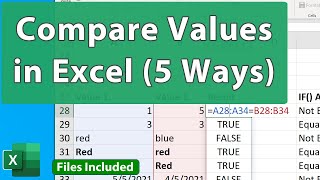 Compare Values in Excel 5 Ways  Beginner to Advanced [upl. by Hufnagel]