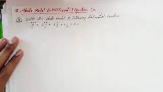 State space representation  part 7 state space model for differential equations [upl. by Janice]