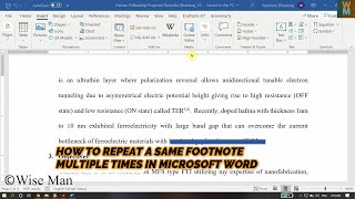 HOW TO REPEAT A SAME FOOTNOTE MULTIPLE TIMES IN MICROSOFT WORD [upl. by Trela]