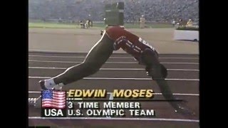 Olympics  1984 Los Angeles  Track  Mens 400m Hurdles Finals  USA Edwin Moses imasportsphile [upl. by Aicsila]