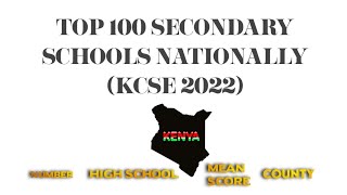 Top 100 Secondary Schools Nationally KCSE 2022 [upl. by Iegres19]