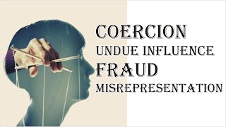 Coercion Undue Influence Fraud Misrepresentation  Indian Contract Act 1872  Law Guru [upl. by Nodnrb437]