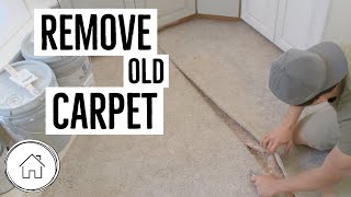 DIY How to remove carpet  the EASY WAY [upl. by Ashbey321]