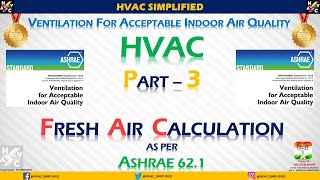 HVAC Ventilation Part 3 – Fresh Air Calculation ASHRAE 621 [upl. by Owiat293]