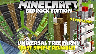 Minecraft Bedrock Universal TREE FARM Simple amp Fast Tutorial MCPE Xbox PC PS4 [upl. by Ellenet]