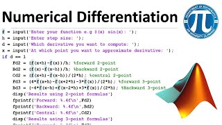 Numerical Differentiation with MATLAB code [upl. by Artimas]