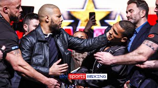 Chris Eubank Jr SLAPS Conor Benn with an EGG after fiery press conference 🤬 [upl. by Novikoff493]