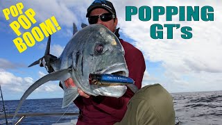 Popping Giant Trevally on the Fish Inc Scrum Half Popper [upl. by Edrock825]