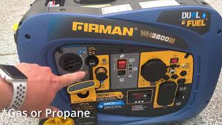 Firman Dual Fuel 3200W Unboxing Sound DB Test Propane and Gas vs iPower SUA2000 Generator [upl. by Iadrahs]