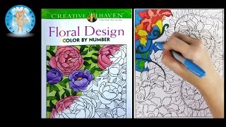 Creative Haven Floral Design Color By Number Adult Coloring Book Speed Color  Family Toy Report [upl. by Xavler]