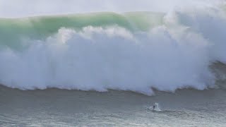 Surviving Nazare  Bodysurfing Huge Waves  Kalani Lattanzi [upl. by Ailatan]