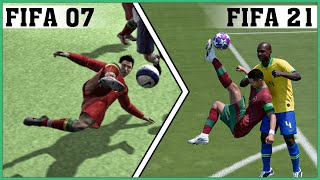 CRISTIANO RONALDO bicycle kick evolution FIFA 07  FIFA 21 [upl. by Cai]