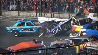 Ringwood All Granada Crash Highlights 2016  Banger Racing [upl. by Tnilc]