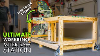 Garage WORKBENCH  MITER SAW Station  OUTFEED Table Combo Build Part 1 [upl. by Homans]