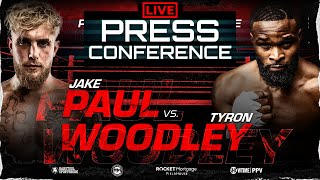 Jake Paul vs Tyron Woodley OFFICIAL PRESS CONFERENCE amp FACEOFF [upl. by Elime]