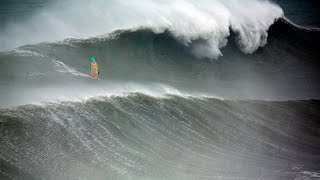 Australian Windsurfer Jason Polakow Rides the Giant Waves of Nazarés Praia do Norte [upl. by Robbert]