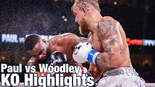 Jake Paul vs Tyron Woodley KO Highlights [upl. by Hairahs465]