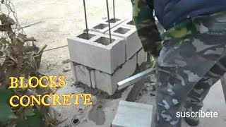 HOW TO BUILD COLUMNS WITH CONCRETE✔ BLOCK EDITED IN ENGLISHESTRUCTURA HECHA CON BLOCKS DE HORMIGÓN [upl. by Odetta]