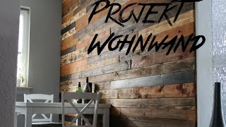 DIY Design Wohnwand aus Europaletten pallet wood wall Palettenholz [upl. by Aidahs452]