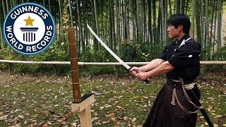 Martial Arts Master Attempts Katana World Record  Guinness World Records [upl. by Craw]