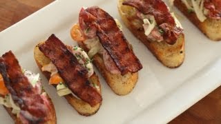 BLT Crostini Recipe Appetizer  KIN EATS [upl. by Macleod]