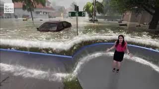 Weather Channel  Hurricane Florence augmented reality storm surge graphics Erika Navarro [upl. by Aihsila]