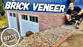 How To Install Brick Veneer Outside  DIY THIN BRICK [upl. by Alaet]