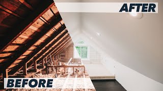 Incredible Attic Transformation in 5 Min  Timelapse DIY Attic Loft Renovation [upl. by Yorgen]