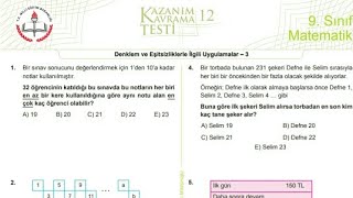 9Sınıf Meb Kazanım Testi12 [upl. by Eceinahs]