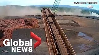 Brazil dam collapse Terrifying moment caught on camera [upl. by Dnalrah]