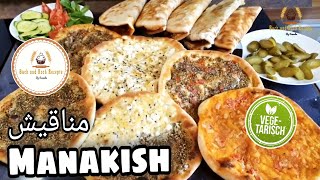 Manakeesh Rezept  lebanese Manakish recipe jibneh amp Zaatar arabic food Pizza [upl. by Mcgean]