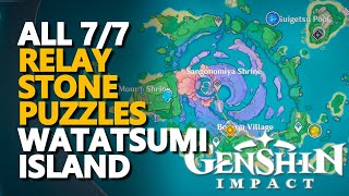 All Watatsumi Island Relay Stone Puzzles Genshin Impact [upl. by Filmer]