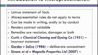 Misrepresentation Lecture 1 of 4 [upl. by Dalli]