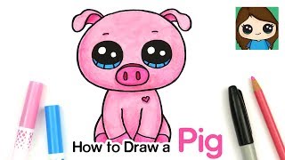 How to Draw a Baby Pig Easy  Beanie Boos [upl. by Ahterod634]