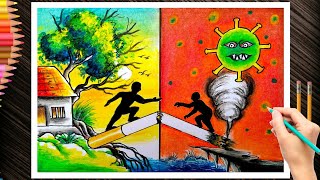 Anti tobacco day poster drawing easyvyasan mukti Chitra tambaku mukt drawing no smoking drawing [upl. by Ayanet588]