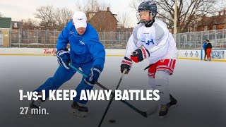 1vs1 KEEP AWAY Battles  iTrain Hockey Offensive  Defensive Training Intensive 1 [upl. by Morgan]