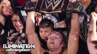 WWE Network Dean Ambrose walks off with the title WWE Elimination Chamber 2015 [upl. by Boiney534]