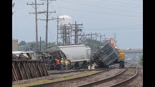 Union Pacific Derailment Cleanup at Butler Yard 82118 With UP Work Train [upl. by Nnawaj]