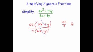 Simplifying Algebraic Fractions [upl. by Ettenay]