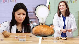 Adults Try Kids Potato Light Science Experiment [upl. by Iam200]