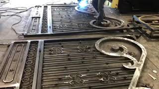 Wrought iron driveway gate fabrication [upl. by Etti]