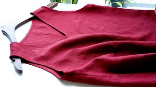 DIY VNeck Linen Top From Scratch  How To Sew VNeck Top  Thuy Sewing [upl. by Atiekan]